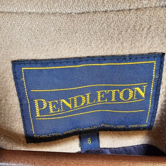 Vintage Pendleton Womens Size 8 Navy Tan Full Zip Jacket Coat 100% Wool USA - Picture 3 of 12